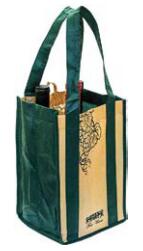 4 bottle wine tote with  sewn-in partitions.