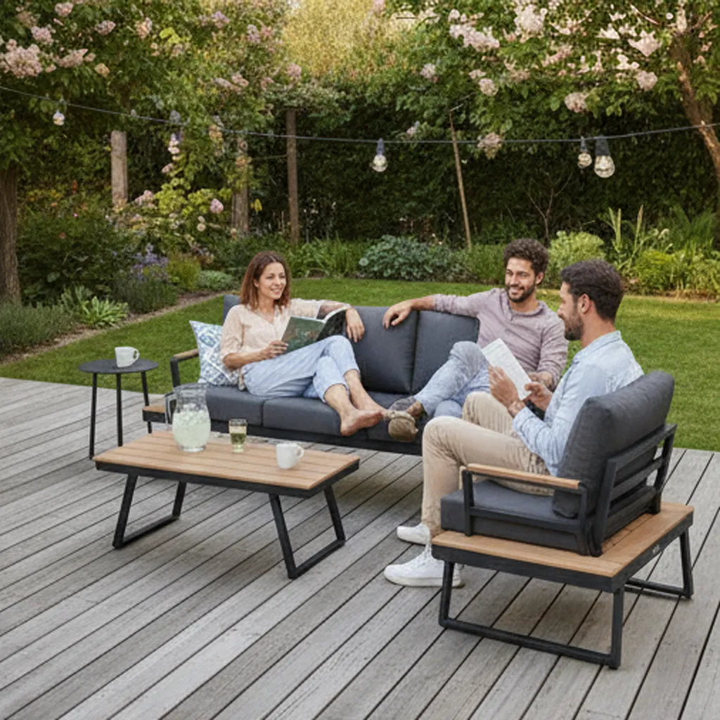 Yn9007 China Hot Trending Modern Lounge Sofa Set of Aluminum Outdoor Furniture for Garden