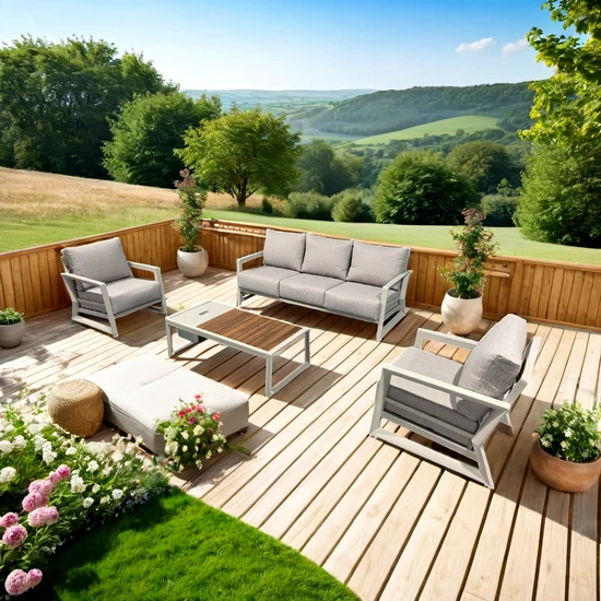 Yn9013 Custom Modern Luxury Outdoor Garden Furniture Sofa Aluminum Patio Outdoor Furniture Sets with Ice Box Table