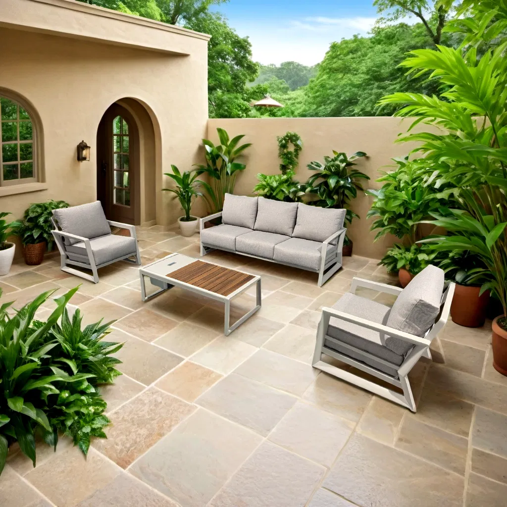 Yn9013 Custom Modern Luxury Outdoor Garden Furniture Sofa Aluminum Patio Outdoor Furniture Sets with Ice Box Table